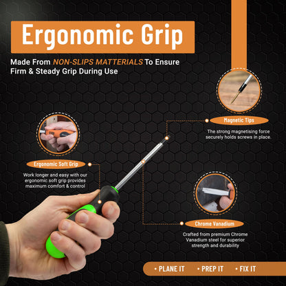 Brackit 42 Pieces Premium Screwdriver Set with Magnetic Tips and Rubber Handles, Including Phillips and Flat Heads in Durable Storage Case