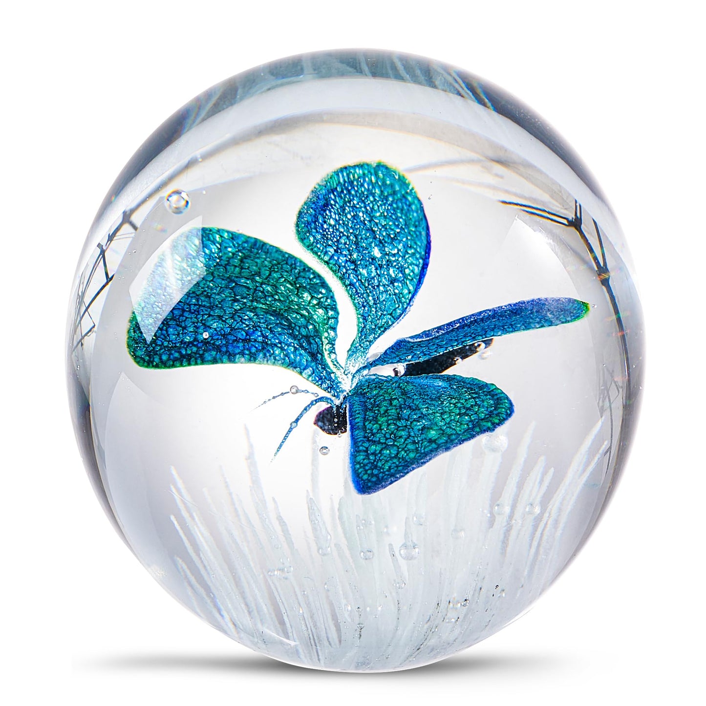 EUSTUMA Hand Blown Glass Butterfly Paperweight for Office Desk,Home Decor Collectible