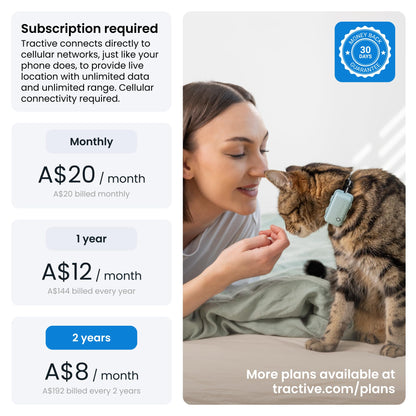 Tractive Mini GPS Cat Tracker | Market Leader | Real-Time Location Tracking | Location History | Monitor Activity | Collar Included