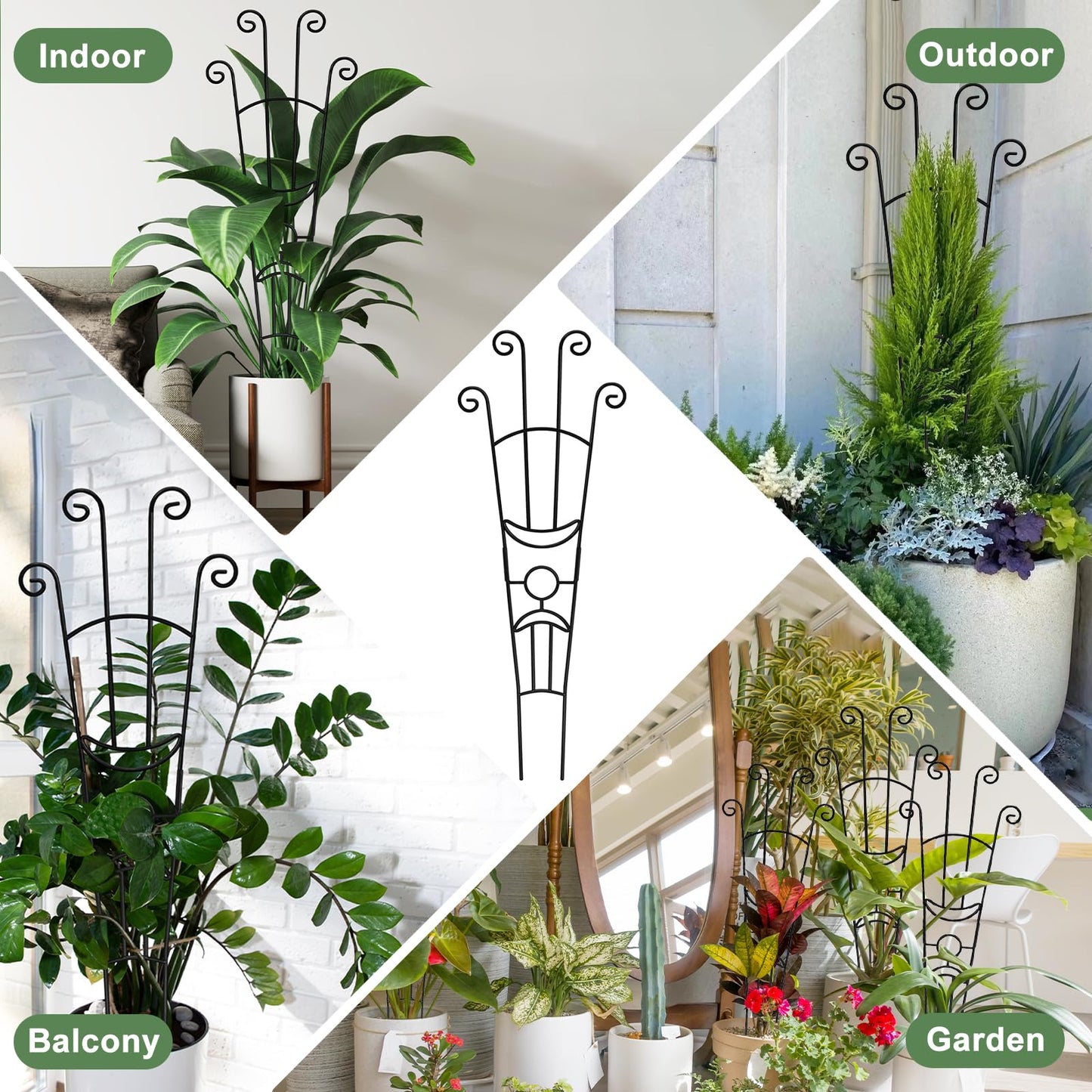 32.6in Monstera Plant Support Stakes for Indoor Plants, Metal Garden Plant Trellis for Climbing Plants, Pothos Vine Snake Climber Support，2p
