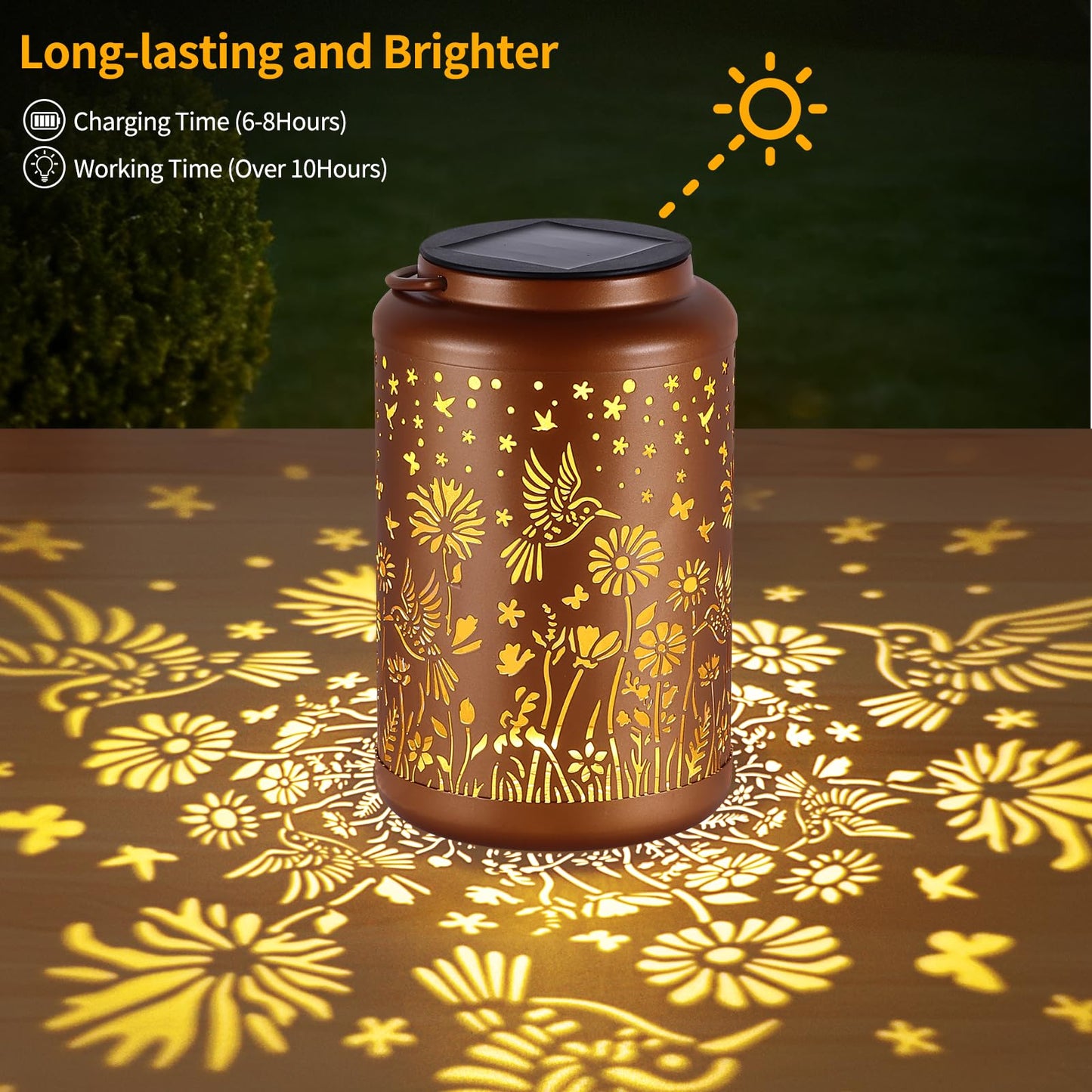 GOLFOEE Solar Lanterns Outdoor Waterproof Hummingbird Solar Lights Outdoor Waterproof for Garden, Birthday Gifts for Women Mom Grandma, Garden Lights for Backyard, Patio Decor
