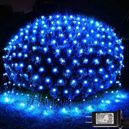 OYCBUZO 300LED Net Lights,14.8ftx5ft 8 Modes Connectable Christmas Mesh Lights, Indoor and Outdoor Fairy String Lights Plug in for Halloween Thanksgiving Bushes Xmas Tree Holiday Party Garden - Blue