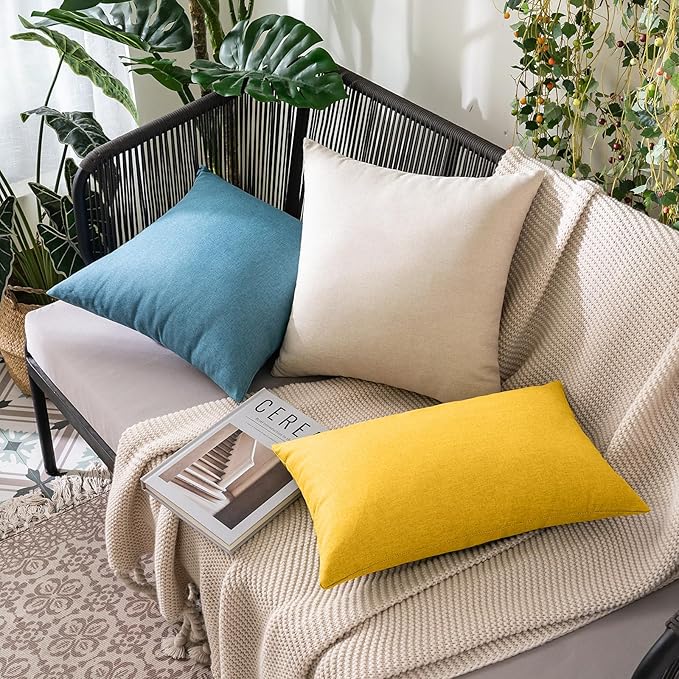 MIULEE Pack of 2 Decorative Outdoor Solid Waterproof Throw Pillow Covers