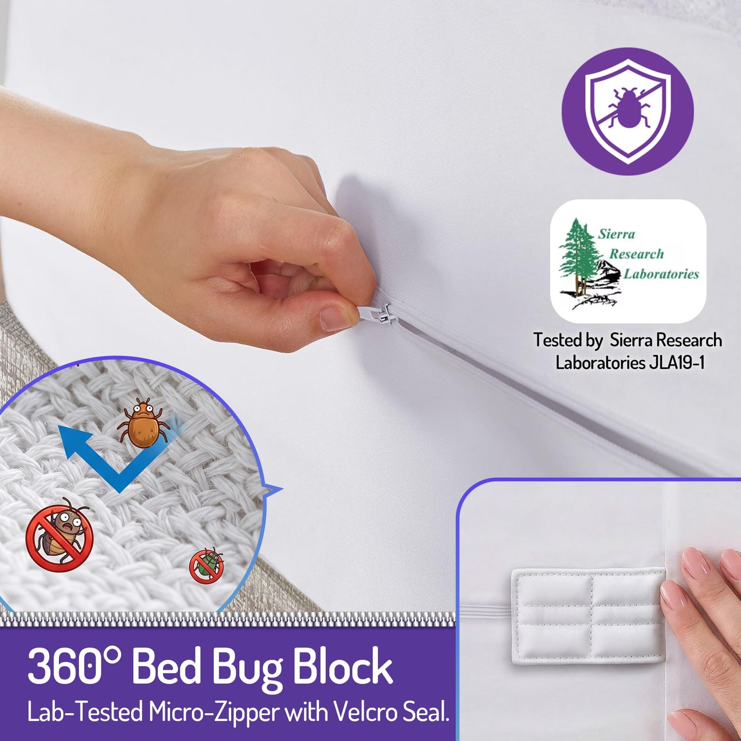 Degrees of Comfort Bed Bug Mattress Cover Twin Size - 13-15" Deep Pocket 3M Scotchgard Waterproof Zippered Encasement Protector, Breathable Cotton Terry Top