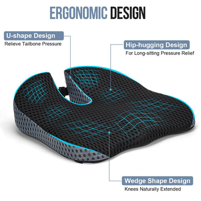 Ajiteogy Car Seat Cushion, Memory Foam Car Wedge Seat Cushion for Driving, Height Booster & Posture Support, 4D Mesh Seat Pad with Adjustable Straps - Universal Fit for Vehicle