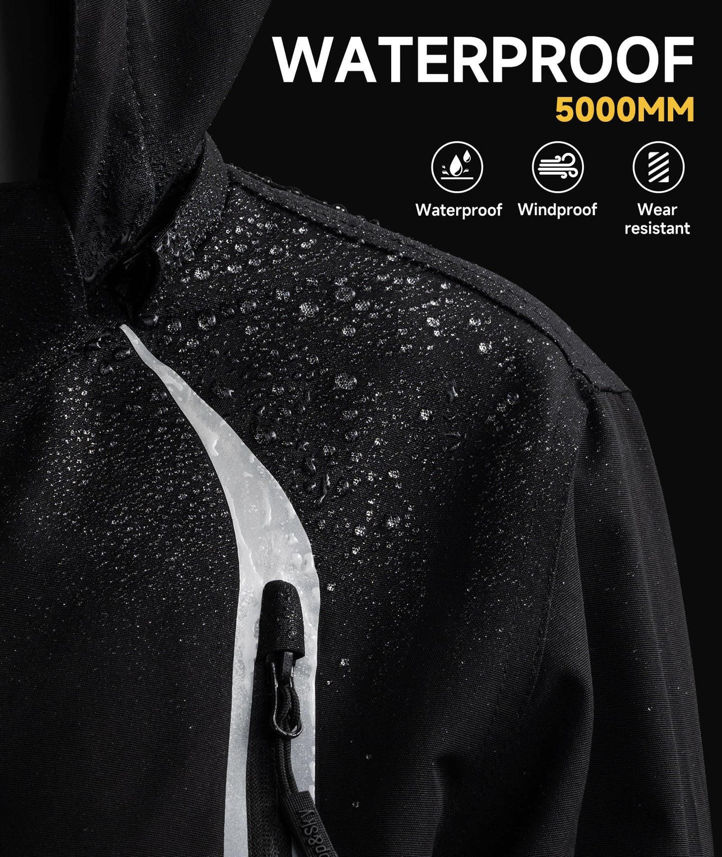 YoungSoul Boys Girls Waterproof Jackets Kids Lightweight Fleece Lined Raincoat School Coats with Detachable Hood Black 10-11 Years