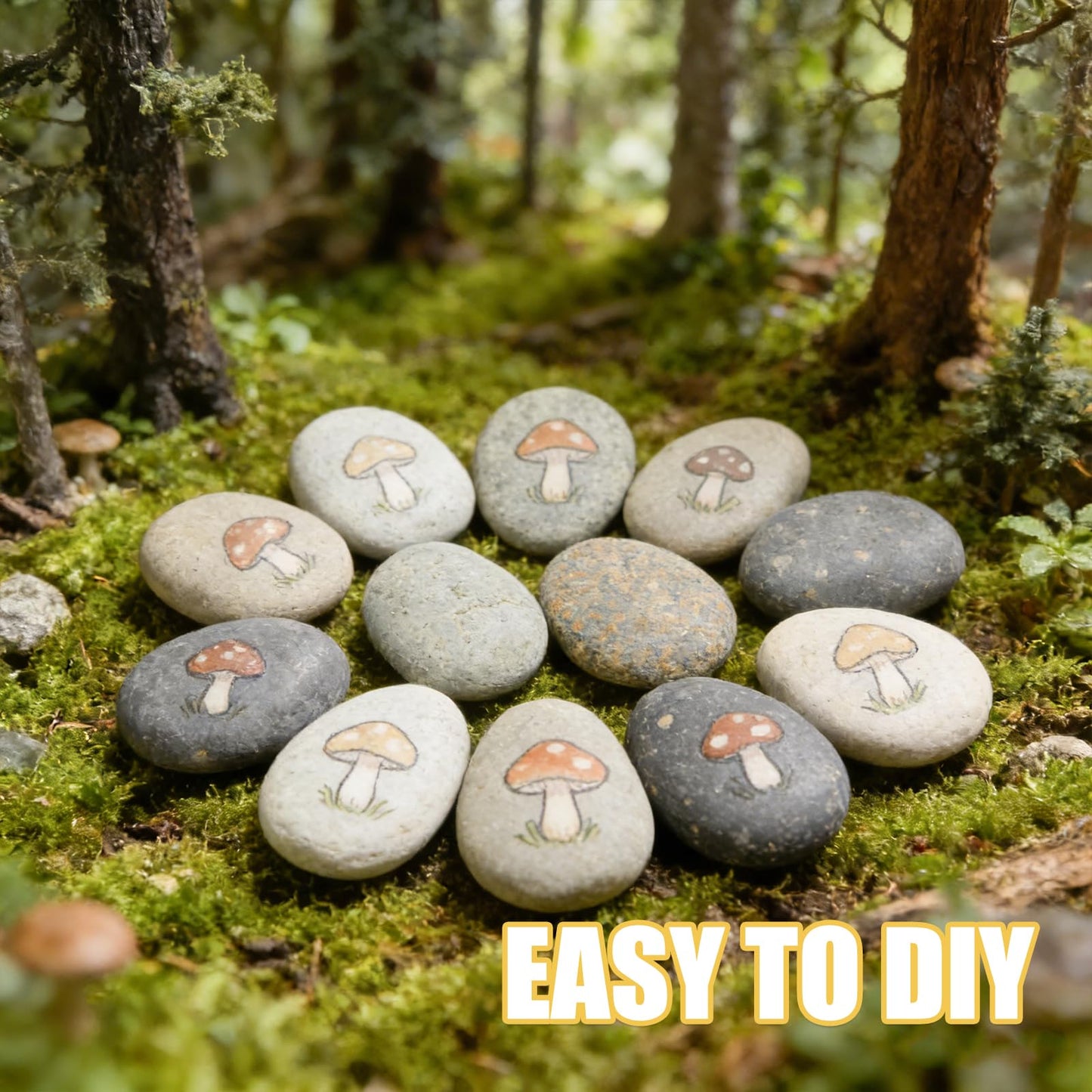 Wuyituart 4LB Large Rocks for Painting, 1-2 Inch Natural River Rocks, Decorative Stones for Fish Tank Aquarium Fountain Garden Arts Crafting