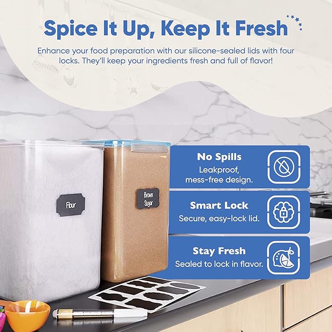 Chef's Path Extra Large Airtight Flour and Sugar Storage Containers