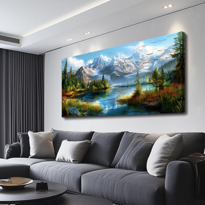 FUHAIHUA Canvas Wall Art For Living Room Wall Decor For Bedroom Modern Office Wall Decoration Mountains Rivers Landscape Painting Farmhouse Pictures Artwork Room Aesthetic Home Decor 20x40 In