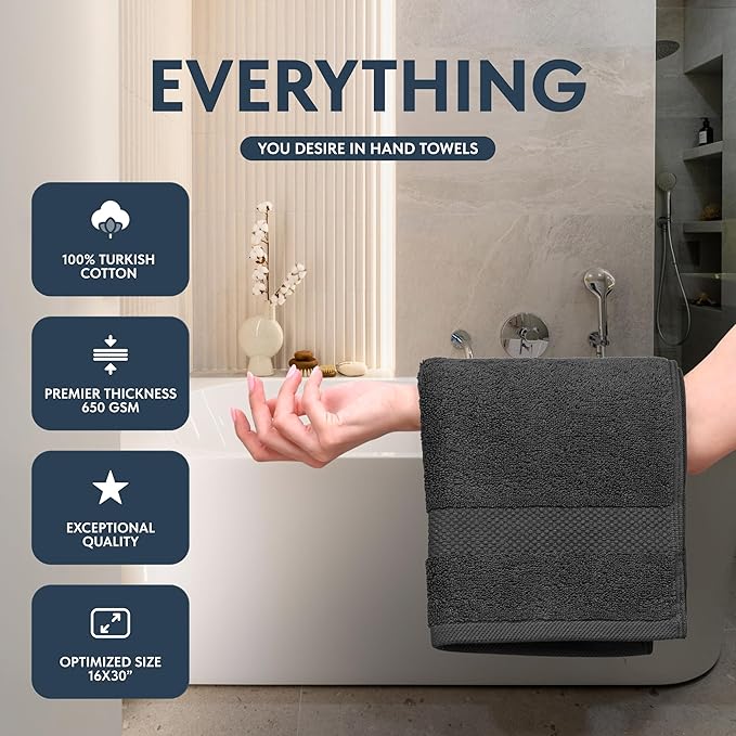 White Classic Luxury Charcoal Hand Towels