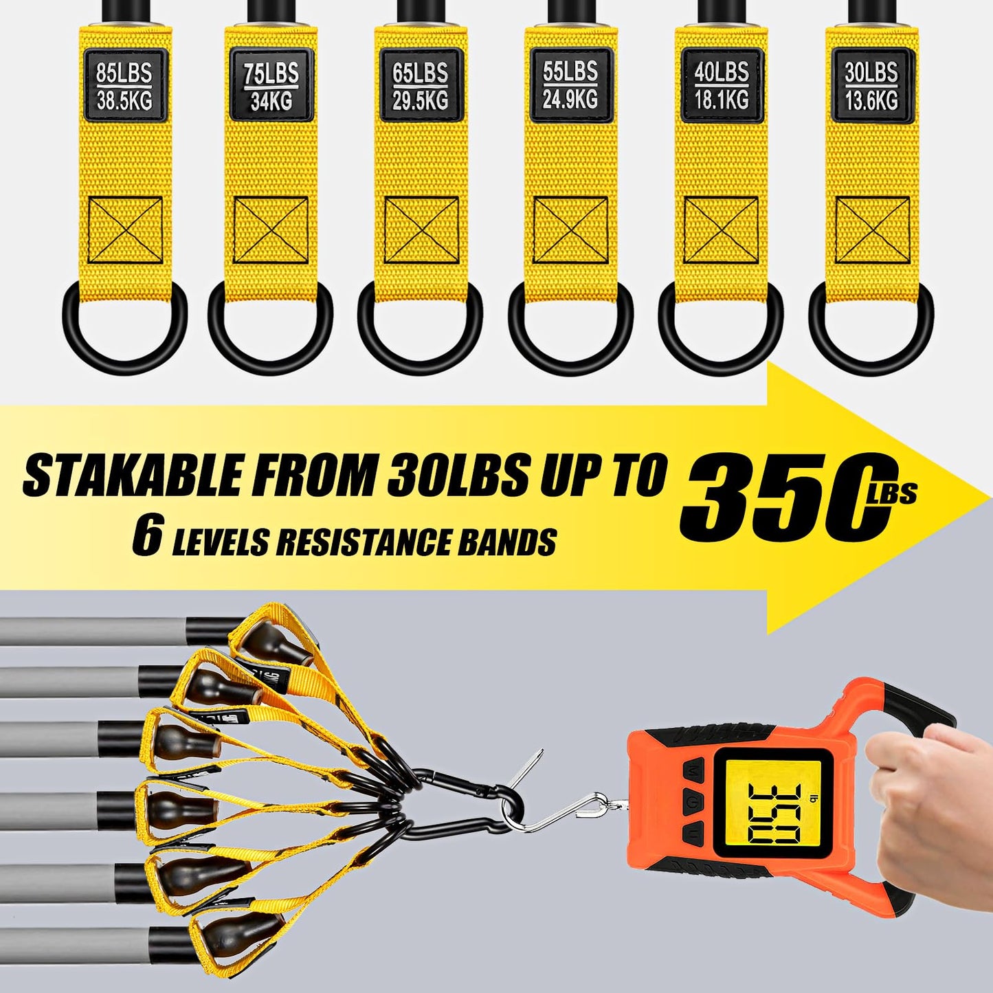 WOQQW Heavy Resistance Bands, 350lbs Resistance Bands Set for Men, Exercise Bands with Handles, Door Anchor, Weights Workout Bands for Muscle and Strength Training - Home Gym Workout Equipment