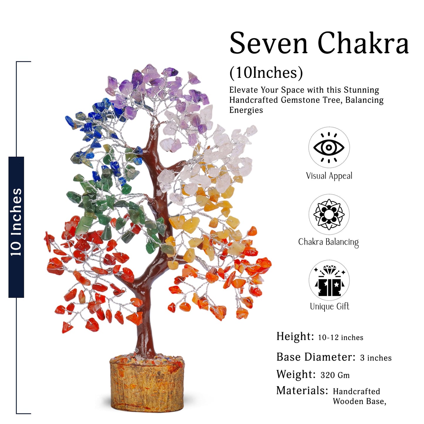YATSKIA 7 Chakra Tree of Life - Crystal Tree for Positive Energy, Feng Shui Home Decor, Wire Bonsai, Crystal Decor - Spiritual Gift, Meditation