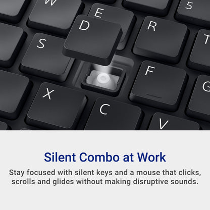 Dell Wireless Keyboard and Mouse - KM3322W, Wireless - 2.4GHz, Optical LED Sensor, Mechanical Scroll, Anti-Fade Plunger Keys, 6 Multimedia Keys, Tilt Leg - Black