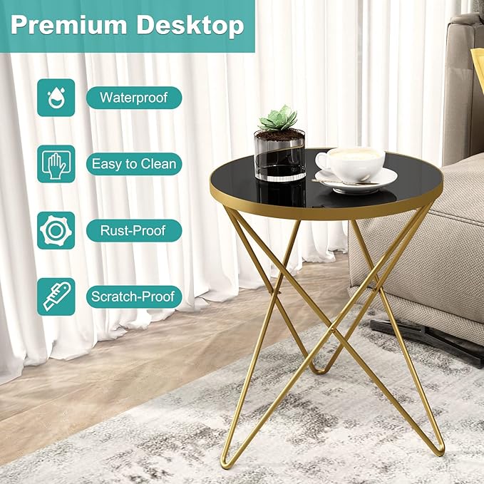 HLR Modern Round Side Table, End Table