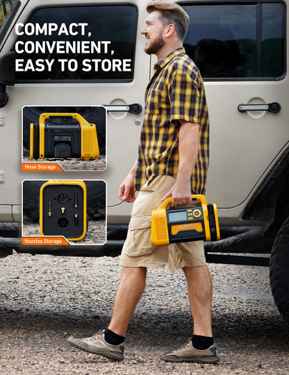 AstroAI TC3 Truck Tire Inflator Portable Air Compressor, 150PSI Cordless Heavy Duty Air Pump with 4000mAh Battery, TurboRise Fast Inflation & Auto Shutoff, Digital Gauge for SUV, RV & Off-Road 4x4