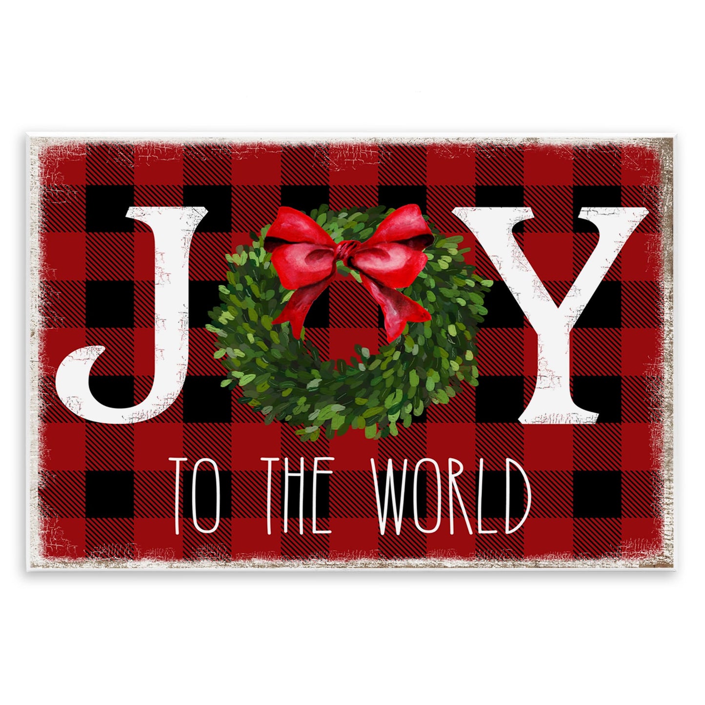 Stupell Industries 'Charming Christmas Buffalo Plaid ', Wall Plaque Art, 15 x 10 Inches, Easy to Hang and Sturdy, Made in USA, by Deborah Brown