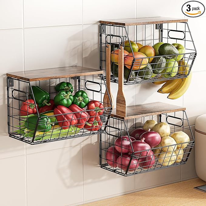Delamu Stackable Metal Fruit Basket
