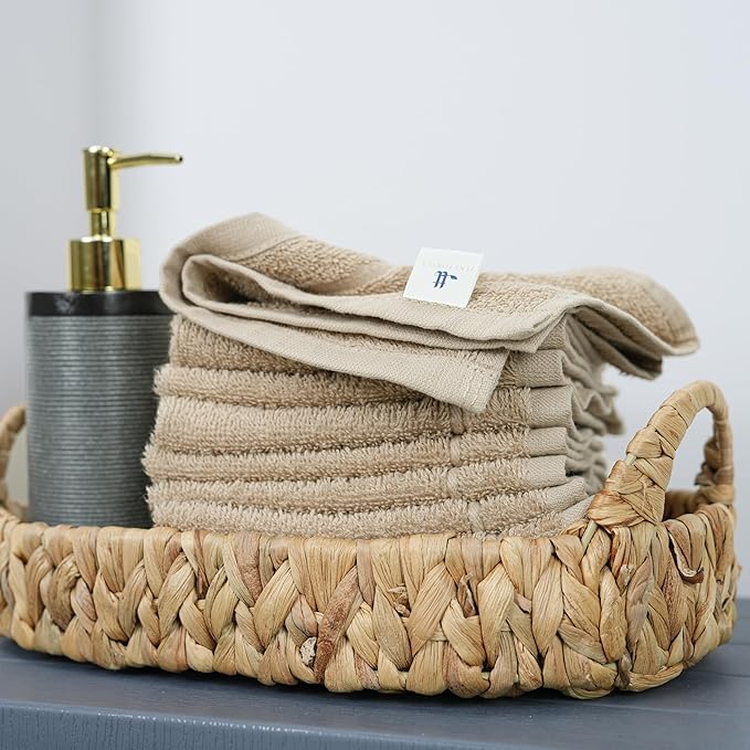 Tens Towels Pack of 12 Washcloths, 12 x 12 Inches, Lighter Weight, Quick to Dry