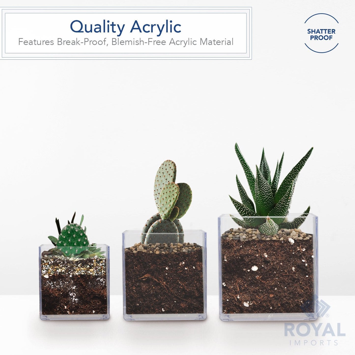 Royal Imports Flower Acrylic Vases Cubes, Decorative Centerpiece for Home or Wedding, Non Breakable Plastic, 6x6 - Clear