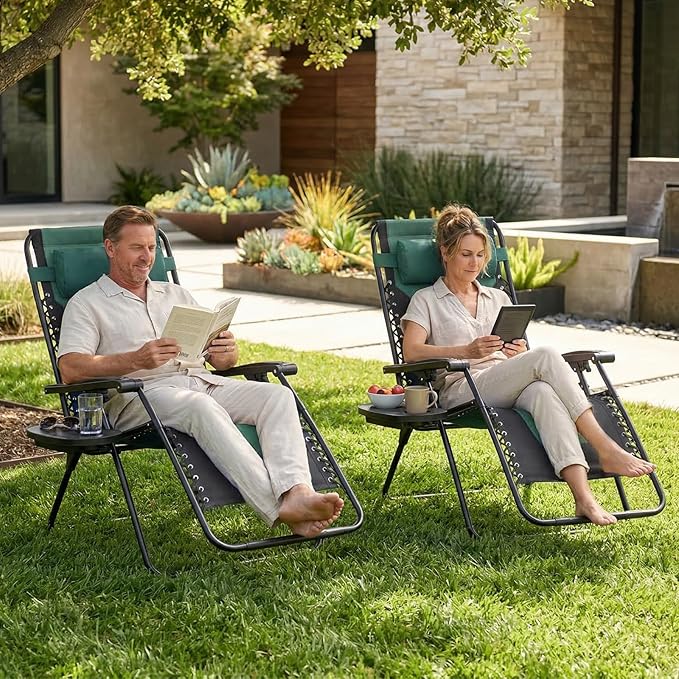 Sweetcrispy Zero Gravity Chairs, Foldable Patio Reclining Chairs