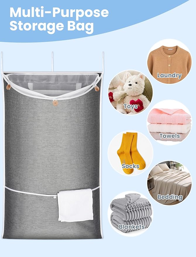 NiHome XXL Hanging Laundry Hamper Bag 39.4"x22.4"