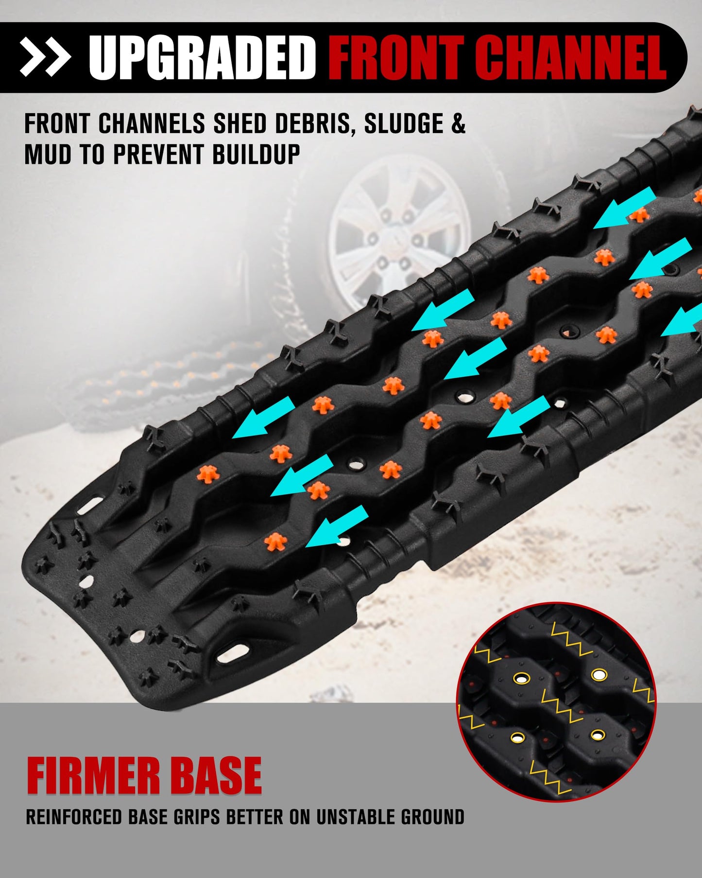 FIERYRED Large Off Road Traction Boards+Recovery Track Board Mounting Kit