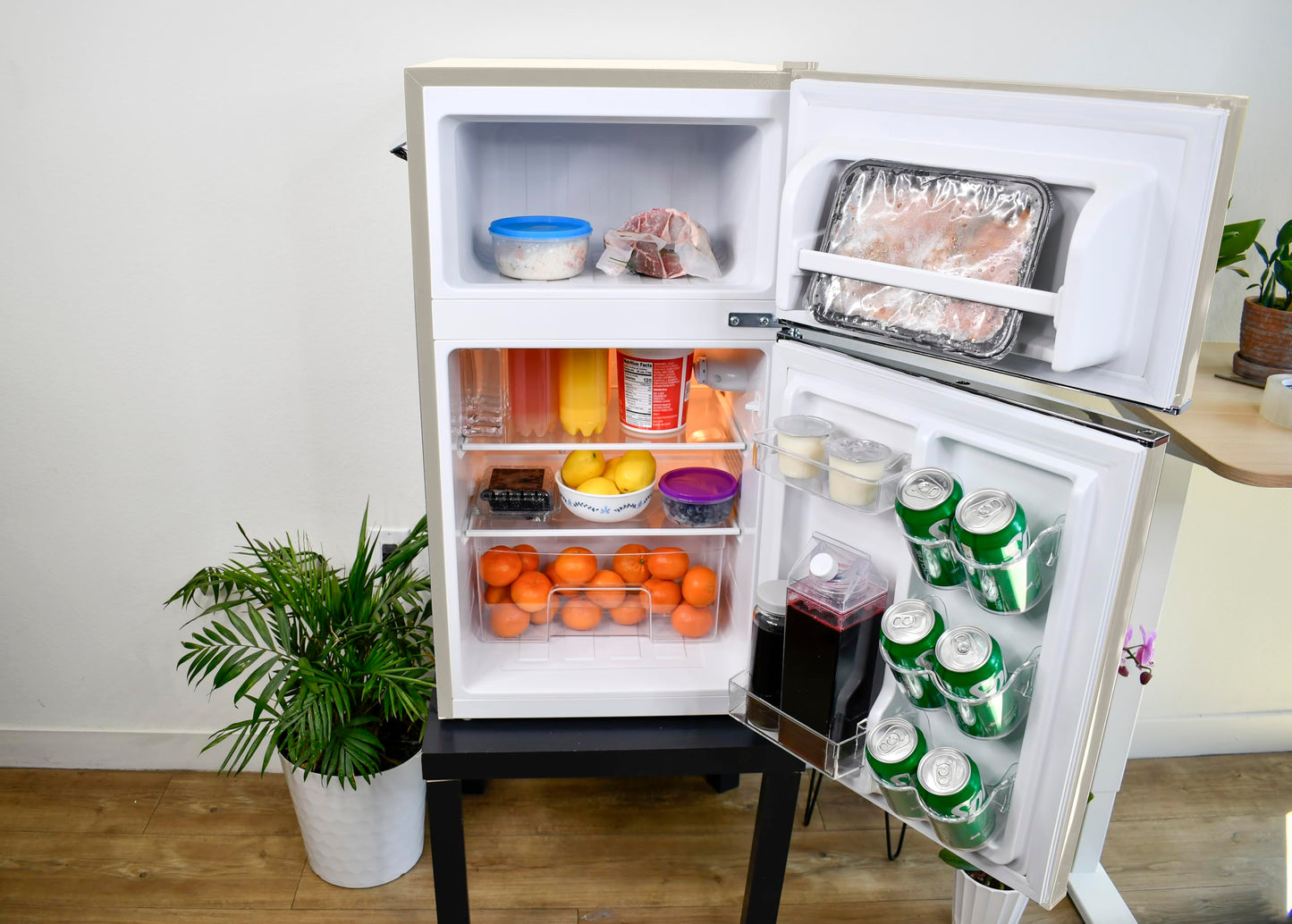 Frigidaire EFR840-Cream EFR840 Retro Mini Fridge with Freezer & Side Bottle Opener-Small 2 Door Refrigerator for Office Bar or College Dorm Room-3.1 Cu Ft (Cream)