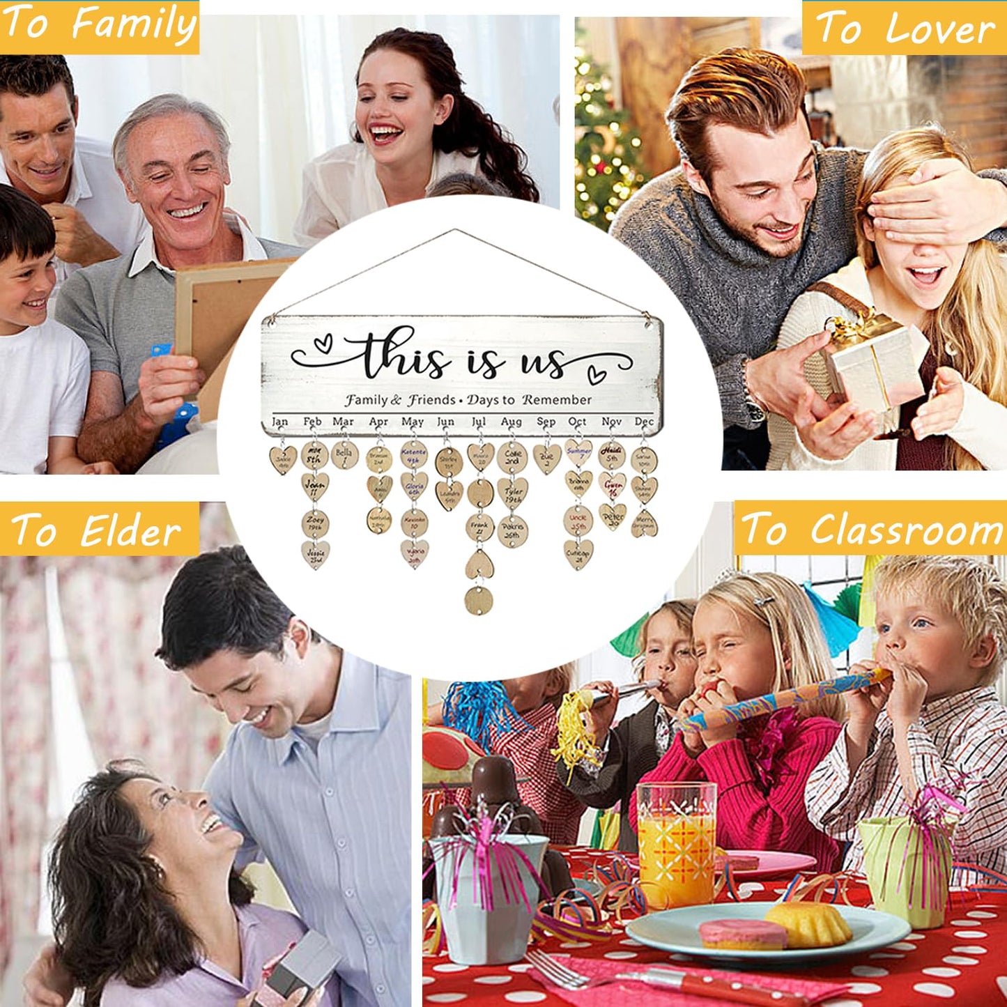 Grandma Mother Best Christmas Gifts from Son in Law, Family Birthday Tracker Calendar Board Wall Hanging to Reminder Important Day, Gifts for Mom Birthday Unique Ideas for Christmas Gift, Birthday