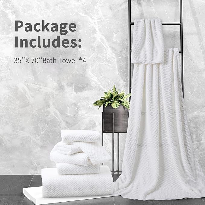 Extra Large Bath Towel Set of 4, Oversized Bath Sheet Super Soft Highly