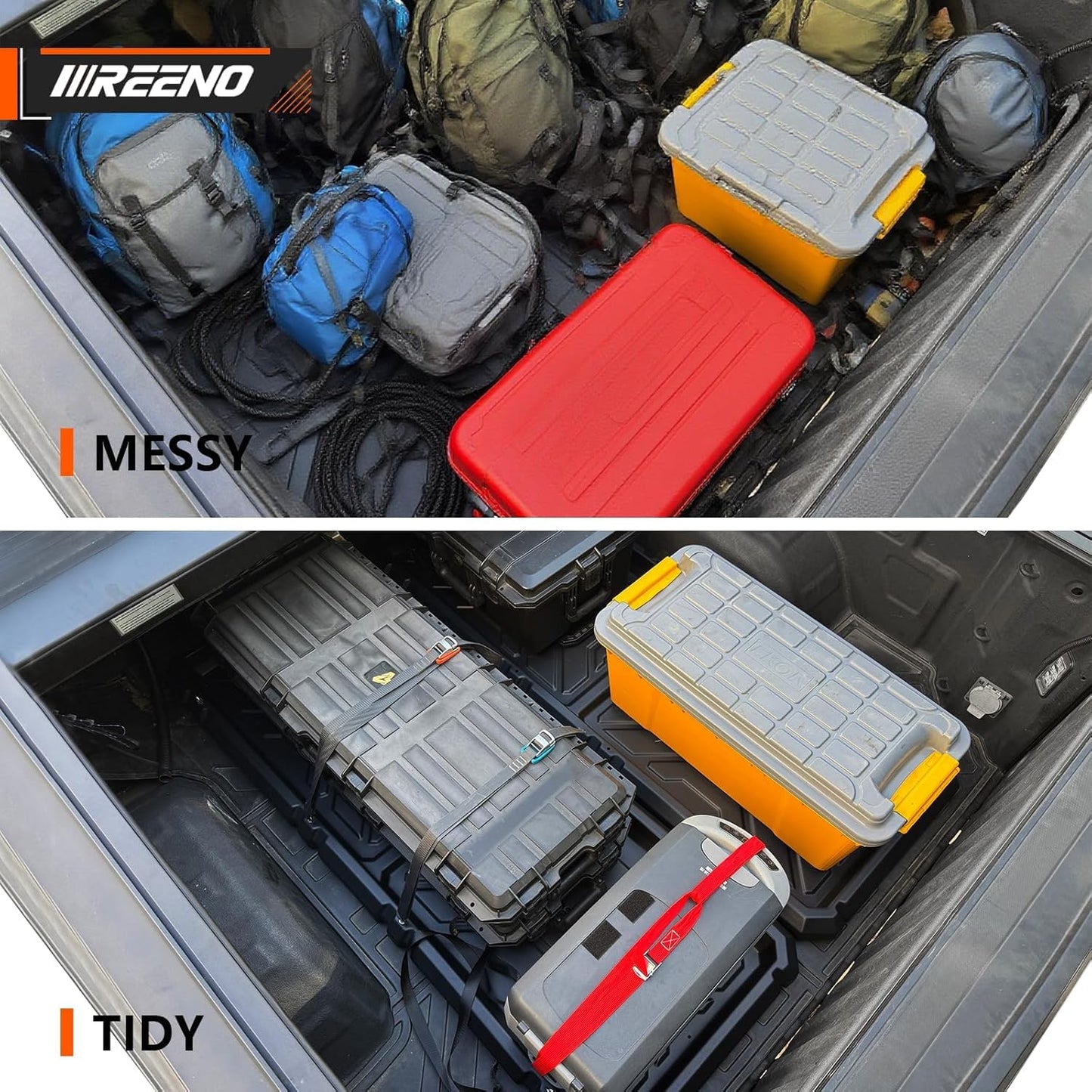 IIIREENO Slide-Out Truck Bed Organizer Tray, Heavy Duty Cargo Storage System with Easy Tailgate Access, Fits Mid-Size Bed Organizer 5'Beds, Durable HDPE Material, No Drilling