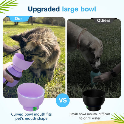 Pecute Portable Dog Water Bottle, 2 in 1 Cat Dog Travel Water Bottle Bowl Leakproof with Double Seal, BPA Free, Lightweight, Pet Small Animal Water Bottel Dispenser for Outdoor Walking Hiking Travels