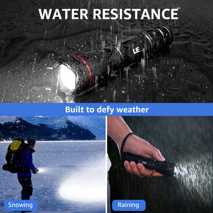 Lepro Torch Rechargeable, Torches LED Super Bright - Adjustable Focus, Long Battery Life, Waterproof 5 Lighting Modes for Camping, Hiking, Power Cuts, Emergency, Dog Walking