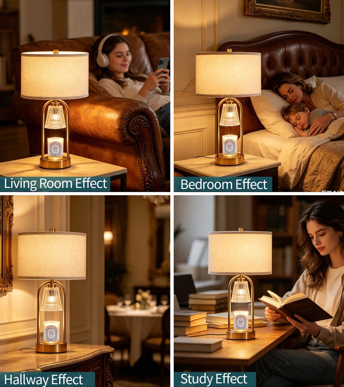 ANANAN 2-in-1 Table Lamp Candle Warmer Lamp with Timer & Dimmer,Large Wax Melt Warmer Modern Bedside Lamp for Bedroom Living Room Home Decor Birthday Gifts for Women D12.5 x H21.2“ Bulbs Included