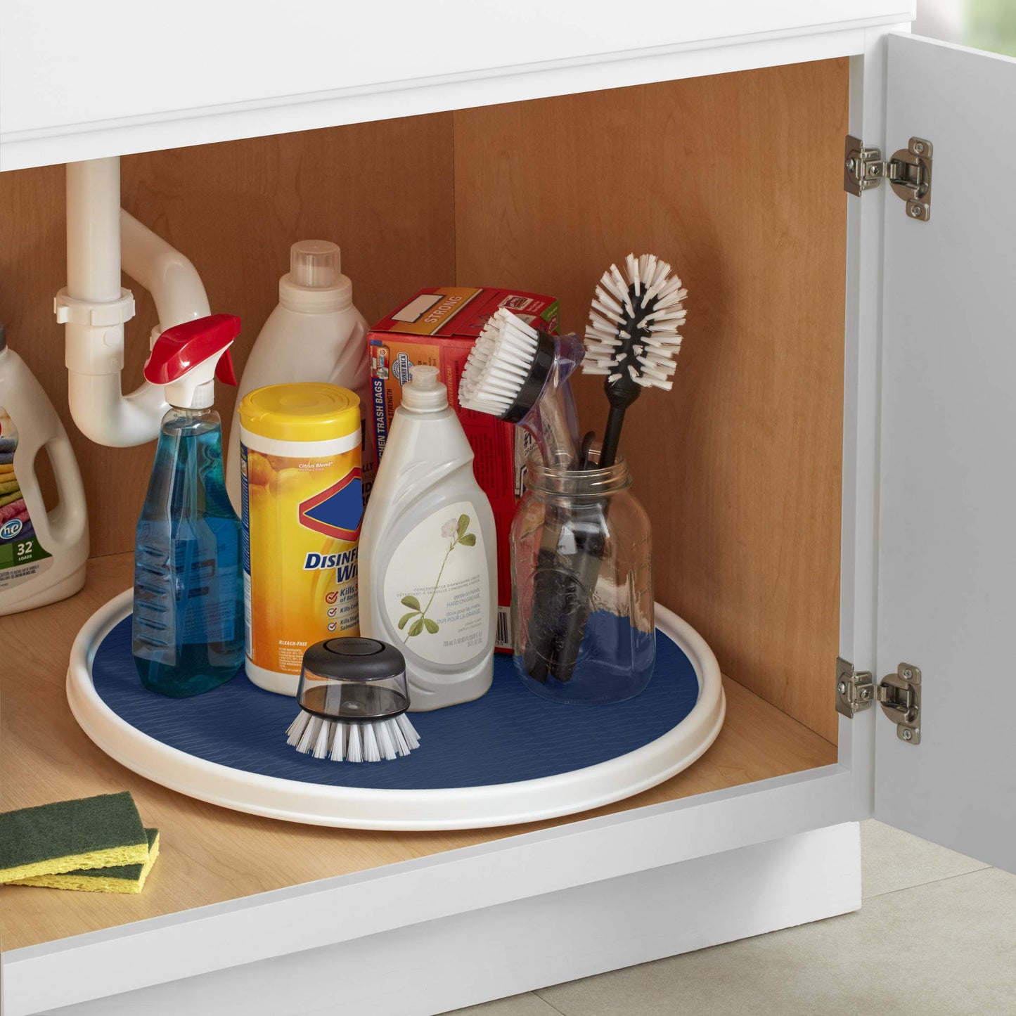 Copco Under-Sink Pantry and Cabinet Organizer, 18-Inch, Revolving Storage Solution, White and Gray