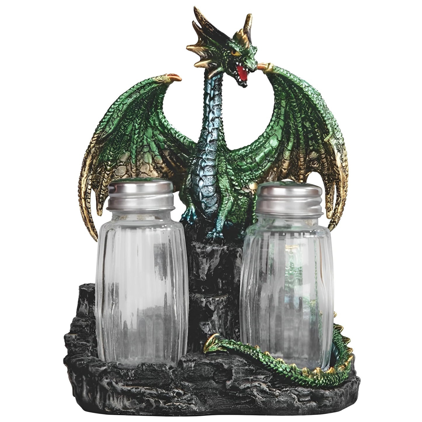 ICE ARMOR 6.5" H Dragon Salt & Pepper Shaker Holder Statue Sculpture Ornament Decoration Home/Room Decor and Gift Ideas for Housewarming, Holidays and Birthdays Great Collectible Addition