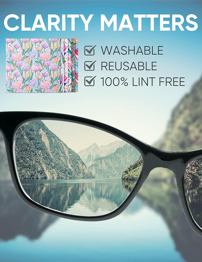 6PCS Thickened Glasses Cleaning Cloth Elegant Flower Design Microfiber Cleaning