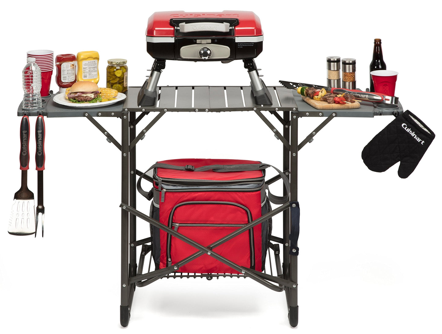 Cuisinart CGS-134 Grilling Tool Set with Grill Glove, Red (3-Piece)