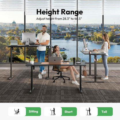 Gamork Electric Standing Desk with Keyboard Tray,55x24 inches Adjustable Height Stand Up Desk,3 Preset Heights,Equipped with Hooks,Raising Desks for Home Office and Computer Workstation,Black