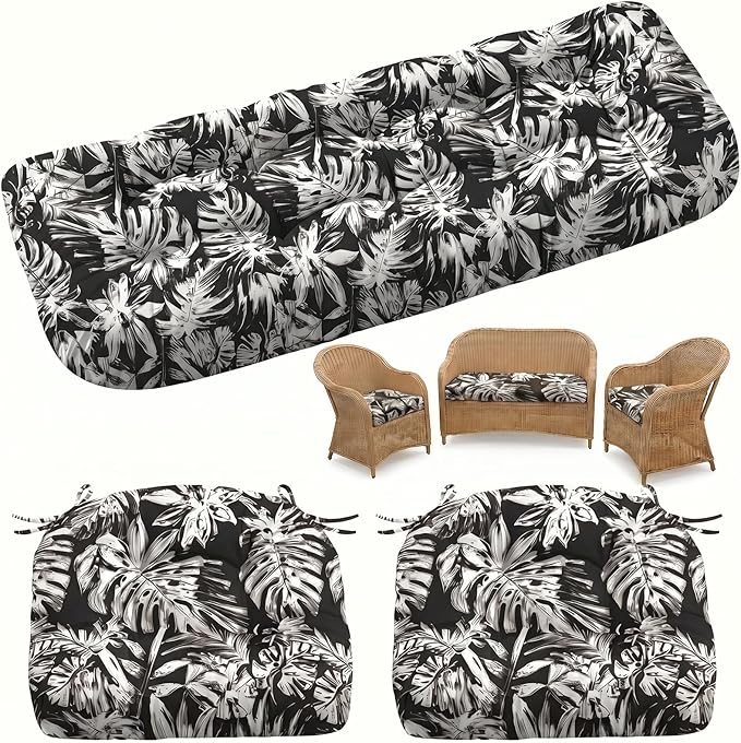 1 MIDDLE ONE Wicker Chair Cushions 3 Pieces Set