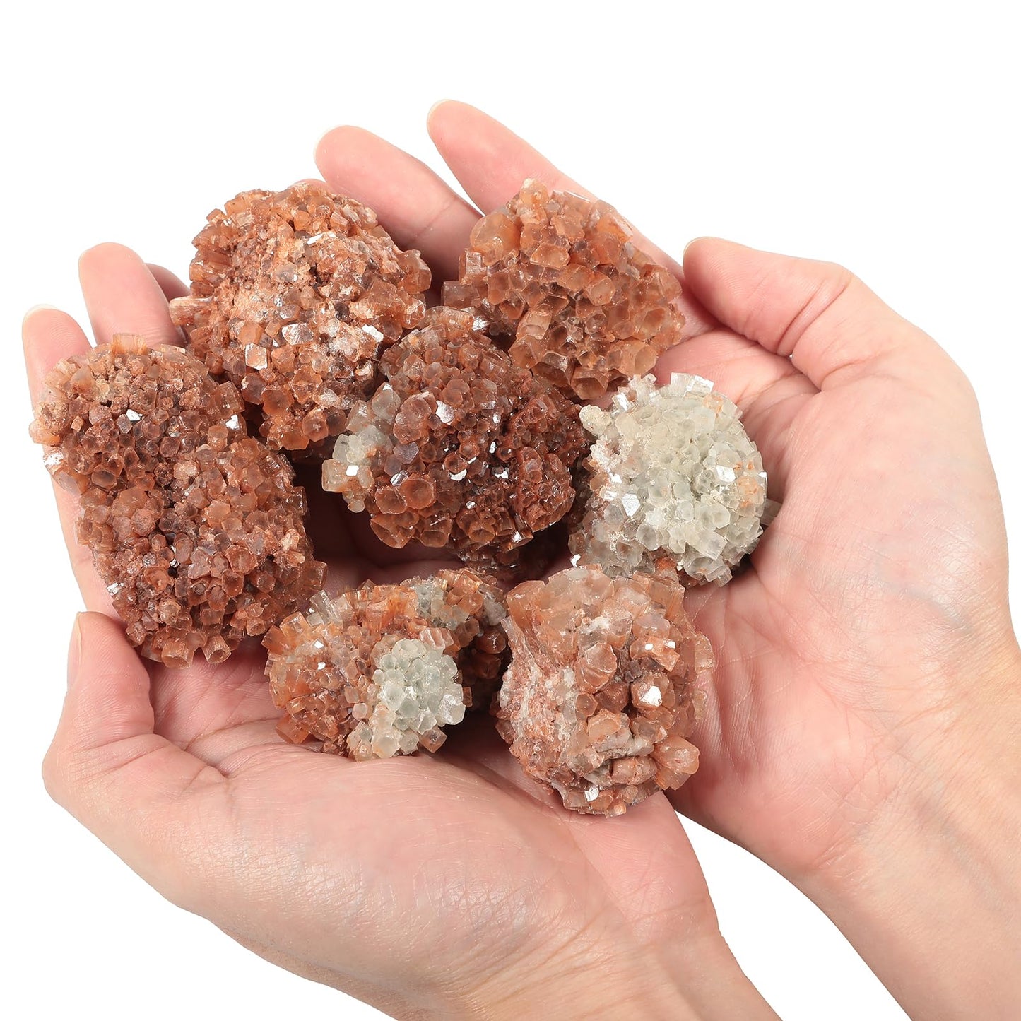SUNYIK 61-135g Natural Raw Aragonite Crystal Cluster, Irregular Aragonite Calcite Quartz Gedeo Home Office Decor Mineral Specimen for Reiki Healing Meditation Altar Collection
