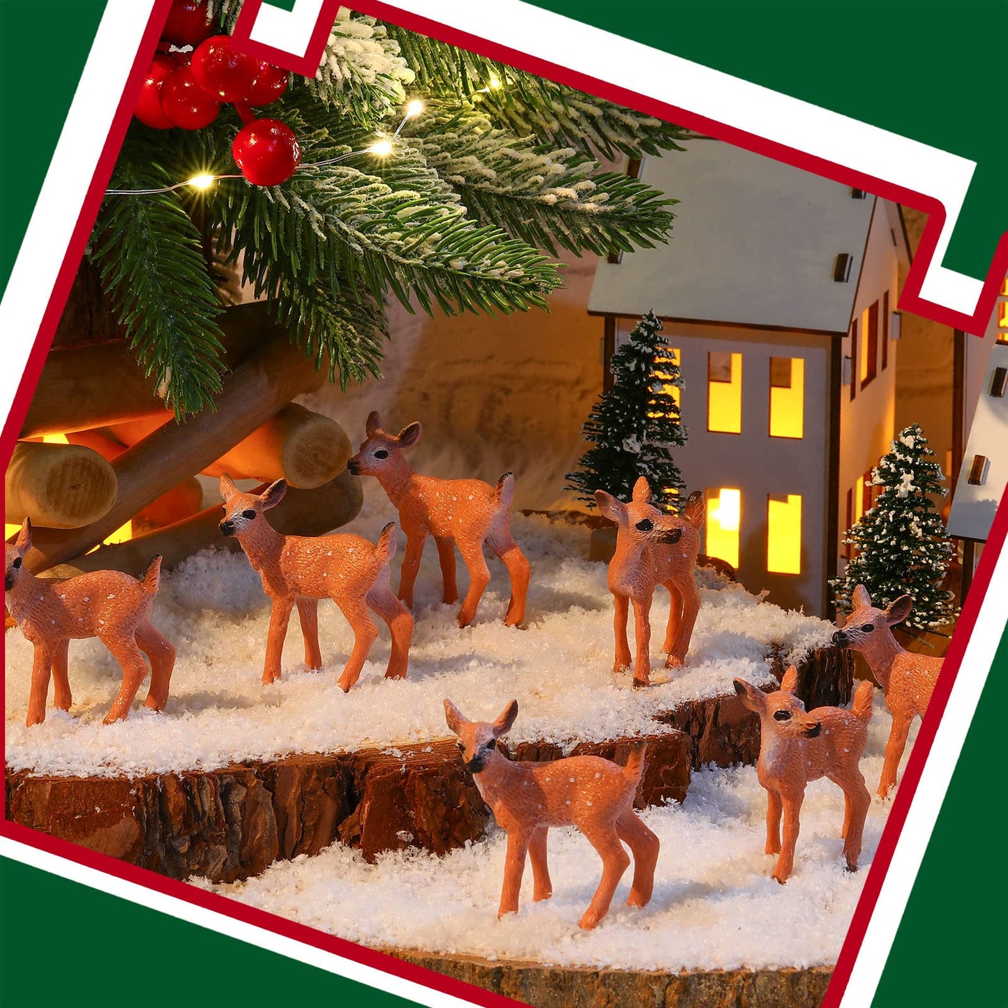 Skylety 14 Pieces Miniature Deer Figurines for Crafts Deer Cake Toppers Mini Figurines Toys for Birthday Party Shower Decorations