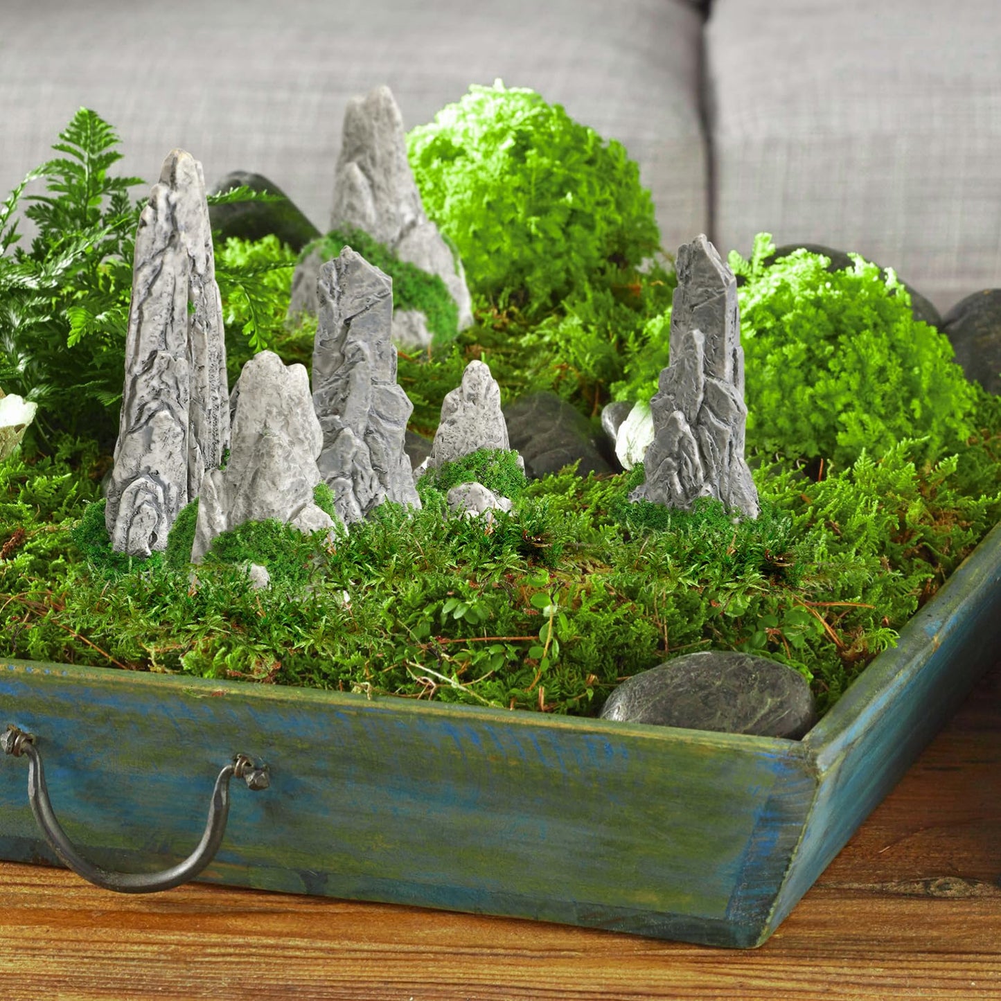 8Pcs Mini Rockery Zen Garden Accessories, Miniature Mountain Terrarium Decor for Bonsai Tree, Realistic Resin Rocks Figurines for Fairy Garden, DIY Plant Pot