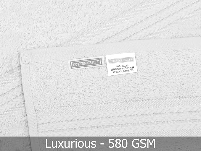 Cotton Craft Ultra Soft 6 Pack Hand Towels 16x28 White Weighs 6 Ounces Each