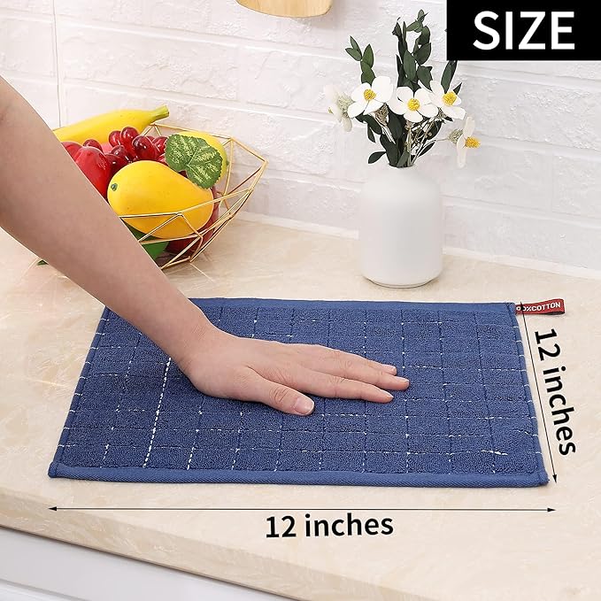 Homaxy 100% Cotton Terry Kitchen Dish Cloths, Ultra Soft and Absorbent Dish