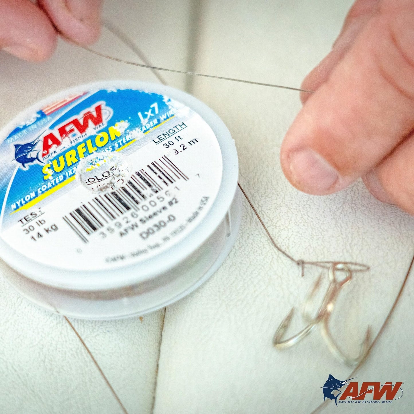 American Fishing Wire Surflon Nylon Coated 1x7 Stainless Steel Wire Leader - Wire Fishing Leader Line for Saltwater 10lb Up To 250lb Test in Bright, Black, Camo in 30ft, 100ft, 300ft, & 1000ft Lengths