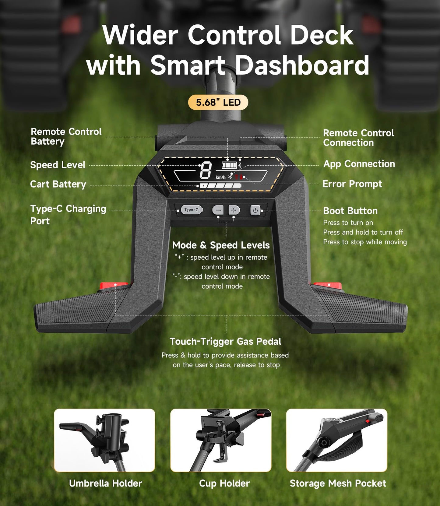 NAVEE Birdie 3 Electric Golf Cart, 295ft Remote Control, Smart Power Assist, 36 Hole Battery, 240W Dual Motor, All Terrain 4+1 Wheels, Foldable, Smart App, Adjustable Speed Electric Golf Push Cart
