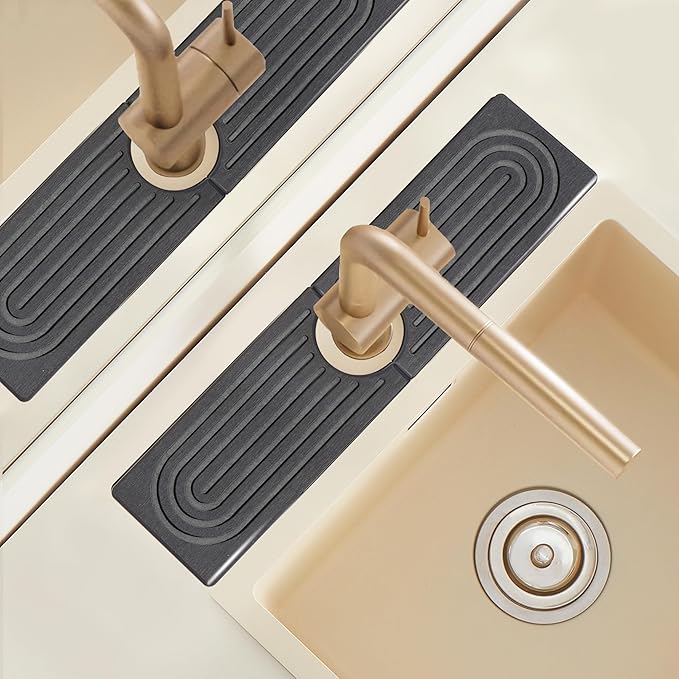 Faucet Mat for Kitchen Sink, Quick Drying Stone Sink Tray, Water Absorbent Soap