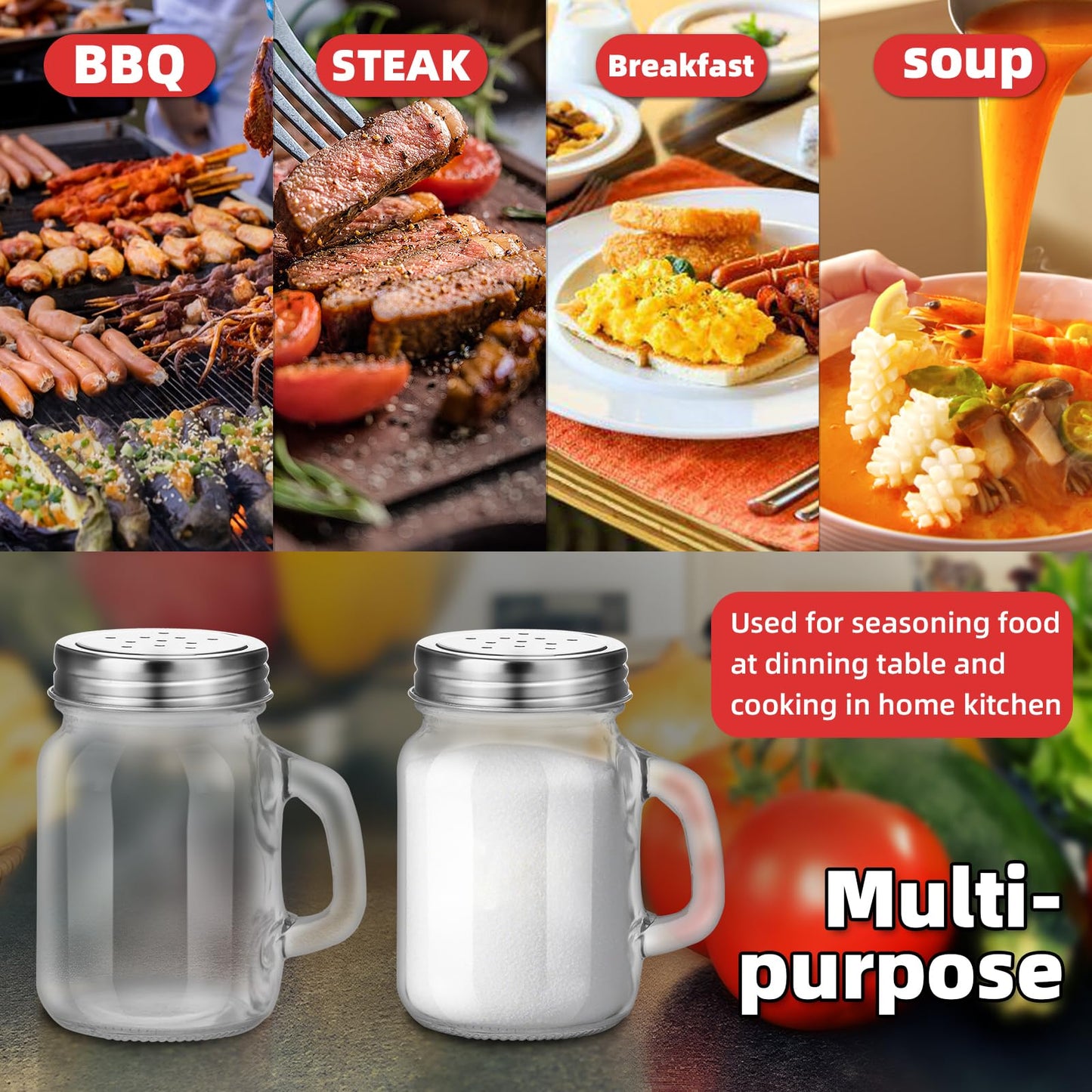 12Pcs 4oz Clear Glass Spice Bottle Salt Shakers Household Spice Bottles Salt and Pepper Shakers Kitchen Seasoning Jar Multipurpose Condiment Jar Seasoning Shaker Salt Container Pepper Jar (12)