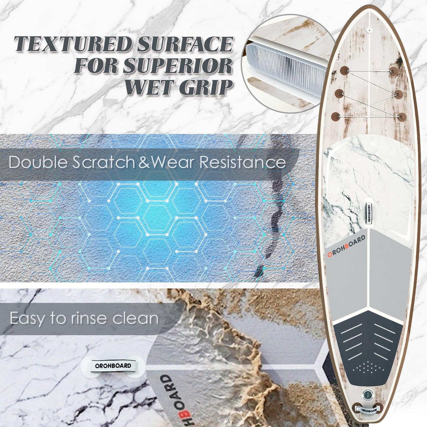 Inflatable Paddle Board, 10'6" x 32" Sup Board with High-Density Brushed Anti-Slip Deck, Double Scratch & Wear Resistance Full-Print Woodgrain Design, All-Around Stand Up Paddle Board