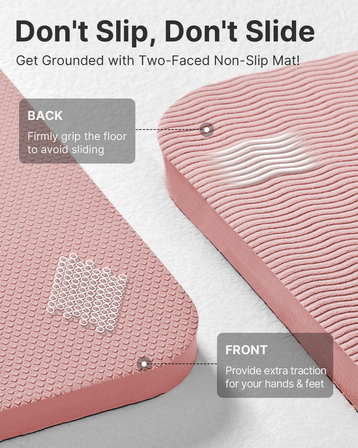 YOTTOY Yoga Mat，Extra Thick Yoga Mat (1/2inch),Professional TPE Exercise Mat,Non-Slip Workout Mat for Yoga, Pilates, Fitness, Barefoot Workouts, Home Gym Studio with Strap